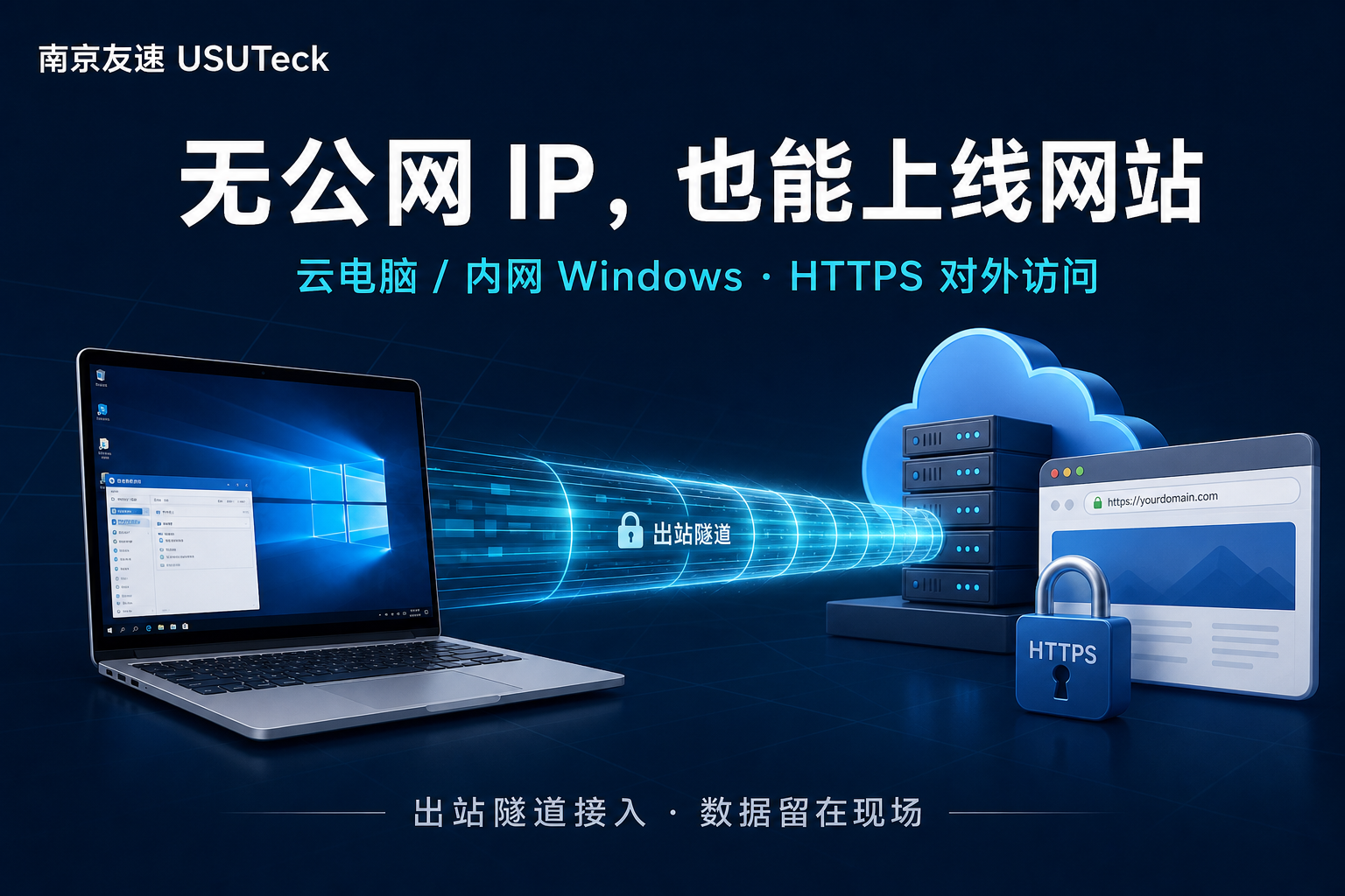 无公网 IP 也能上线网站：现场 Windows 经出站隧道接到公网 HTTPS