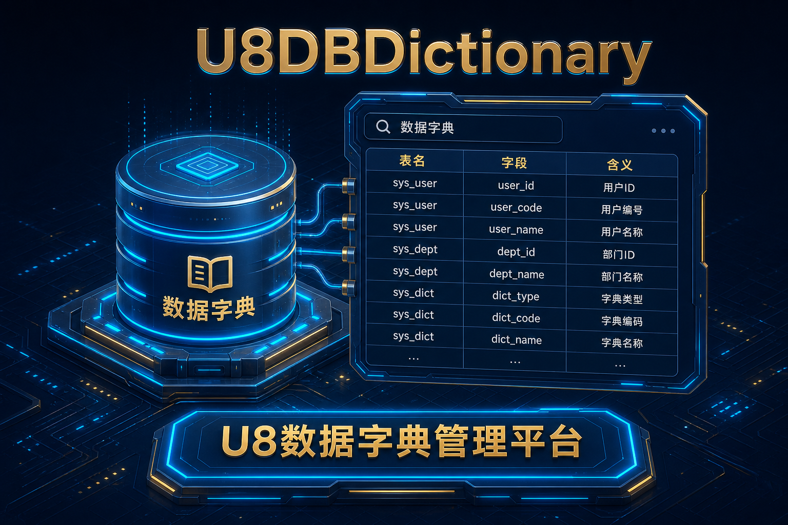 U8DBDictionary：多版本 U8 数据字典治理